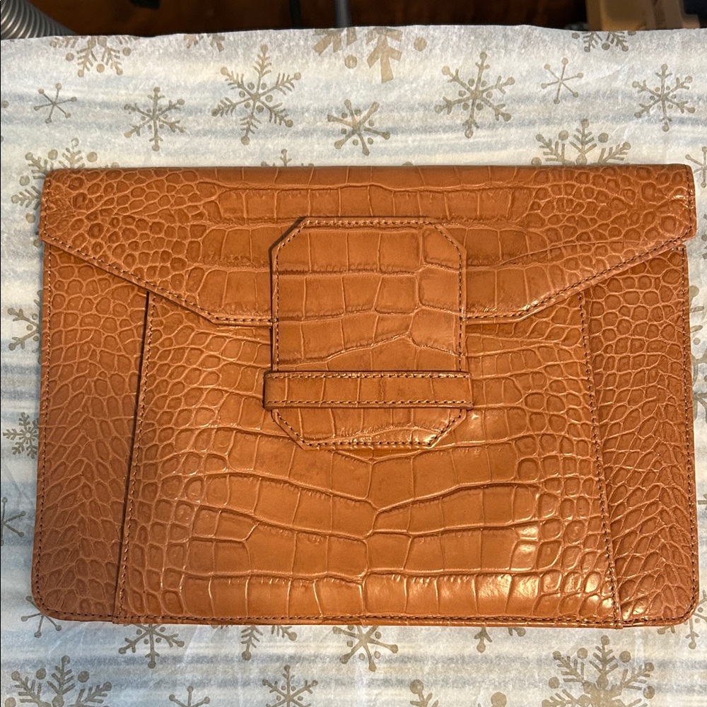Armani Collezioni Crocodile Embossed Leather Clutch